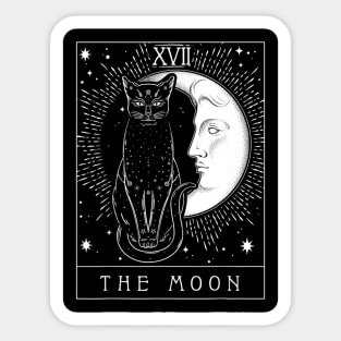 Tarot Card Crescent Moon And Cat Graphic T shirt Sticker